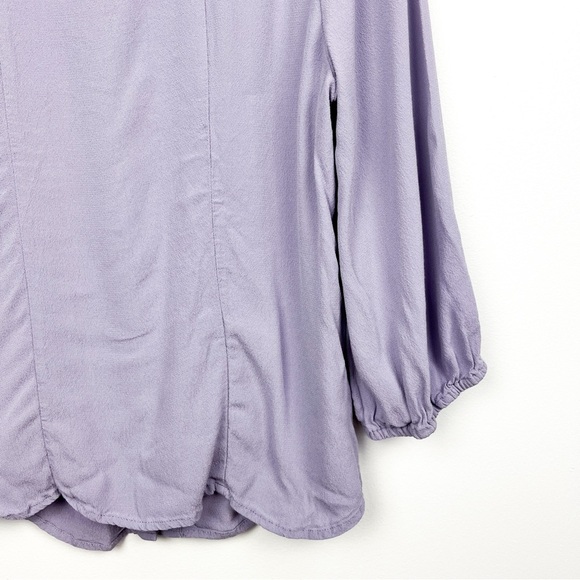 Cleo Long Sleeve Lavender Purple Button-Up Blouse - Picture 8 of 10